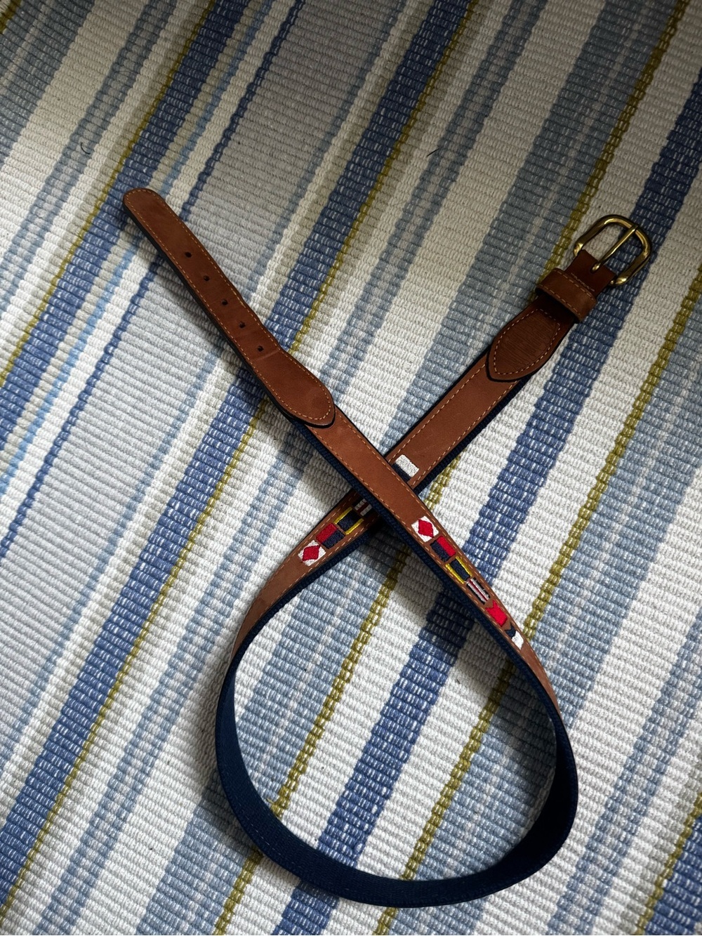 Zeppelin Sailing Symbol Brown Leather Mens Maritime Belt, size 38 - Picture 10 of 10